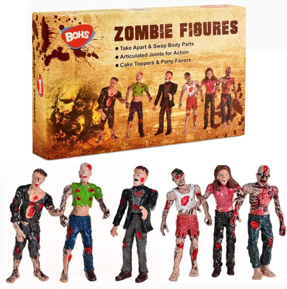 image-BOHS Zombie Action Figures Gift Package - Scary Toys for Boys and Girls - 4 Inches - Pack of 6